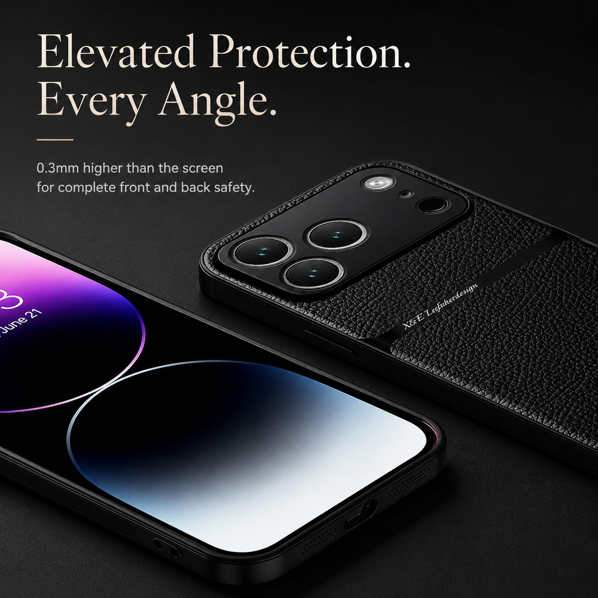 Premium iPhone Case Leather Pattern Shockproof Silicone Protective Cover Soft Non Slip Slim Lightweight Back Protection Reinforced Bumper Modern Armor Design