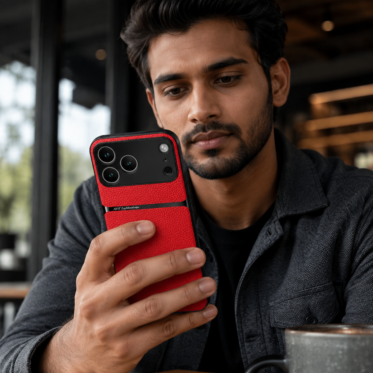 Premium iPhone Case Leather Pattern Shockproof Silicone Protective Cover Soft Non Slip Slim Lightweight Back Protection Reinforced Bumper Modern Armor Design