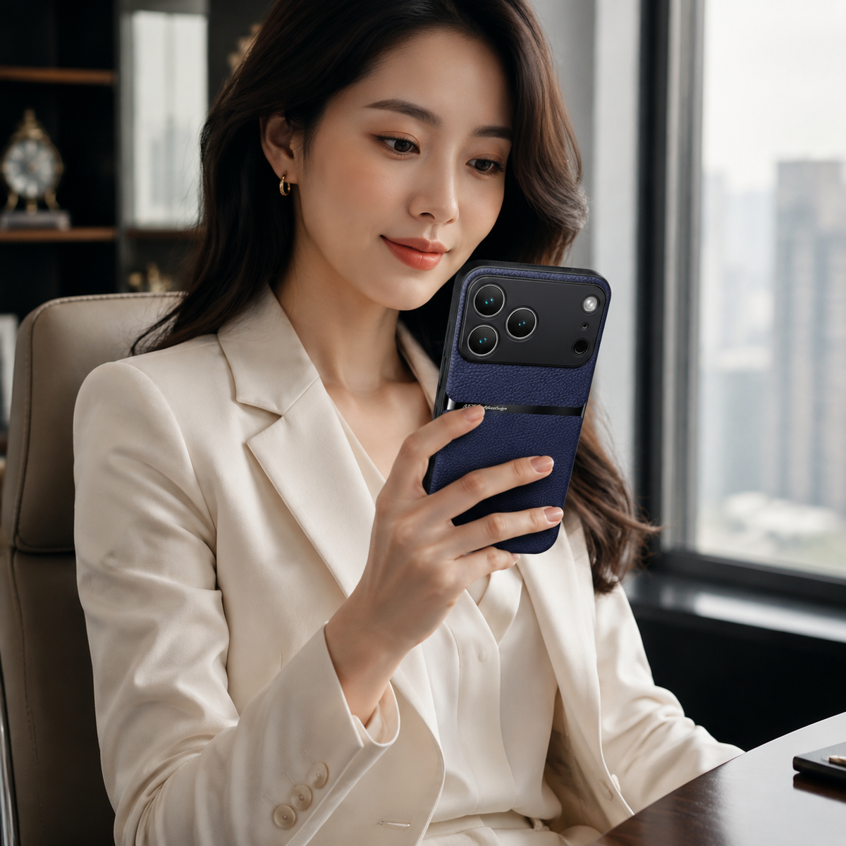Premium iPhone Case Leather Pattern Shockproof Silicone Protective Cover Soft Non Slip Slim Lightweight Back Protection Reinforced Bumper Modern Armor Design
