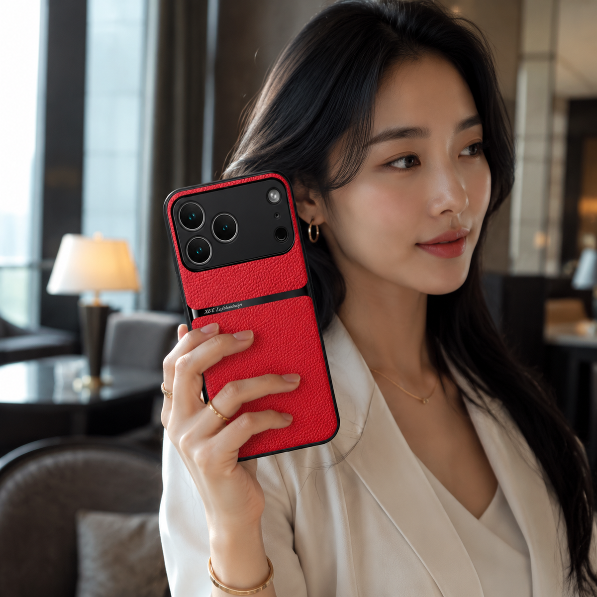 Premium iPhone Case Leather Pattern Shockproof Silicone Protective Cover Soft Non Slip Slim Lightweight Back Protection Reinforced Bumper Modern Armor Design