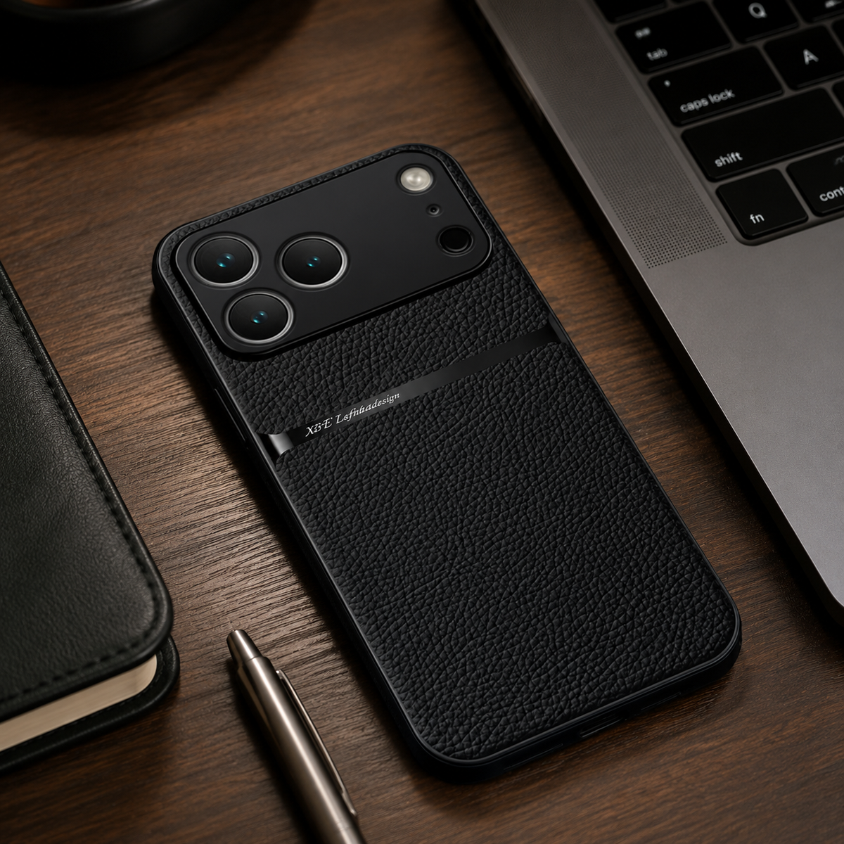 Premium iPhone Case Leather Pattern Shockproof Silicone Protective Cover Soft Non Slip Slim Lightweight Back Protection Reinforced Bumper Modern Armor Design