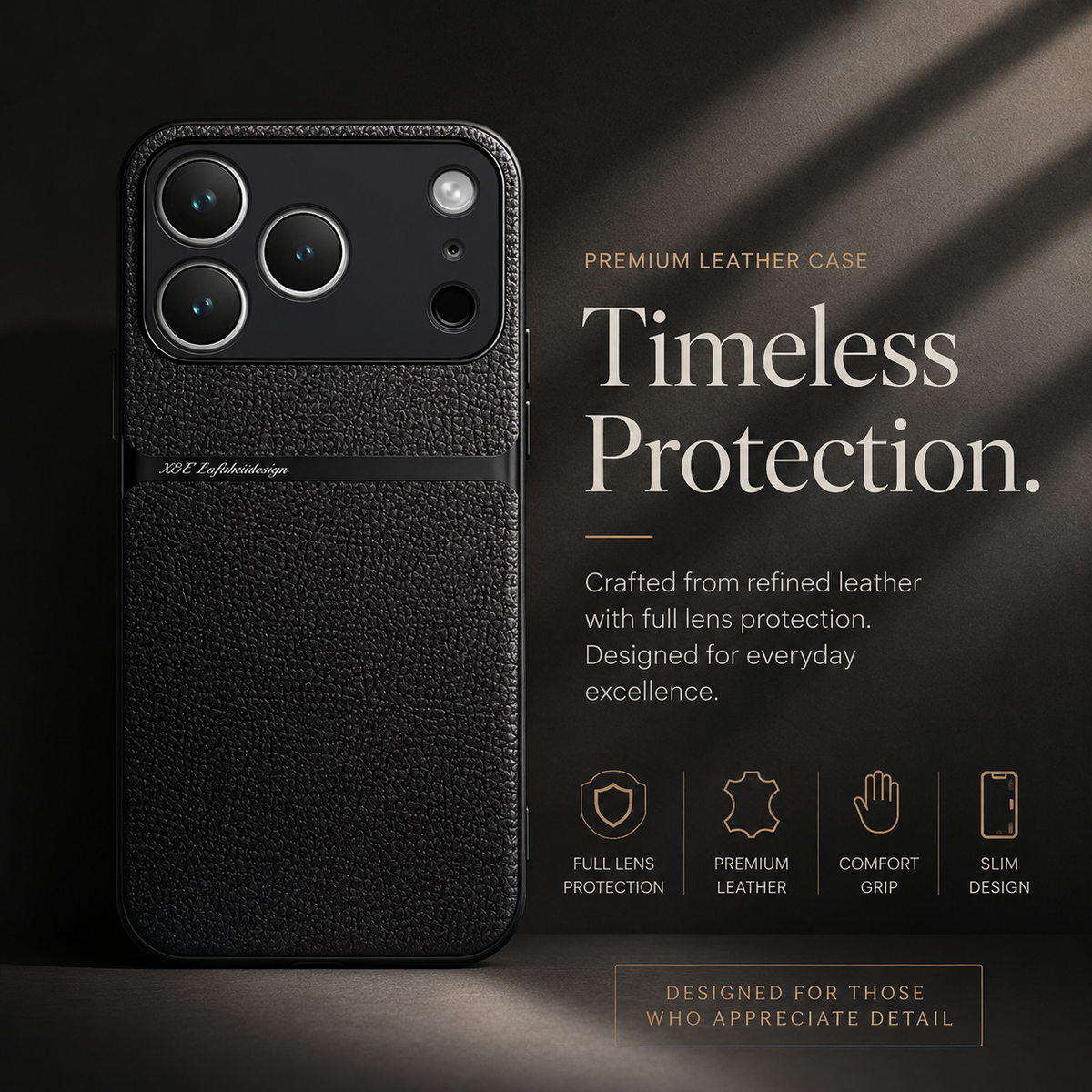 Premium iPhone Case Leather Pattern Shockproof Silicone Protective Cover Soft Non Slip Slim Lightweight Back Protection Reinforced Bumper Modern Armor Design