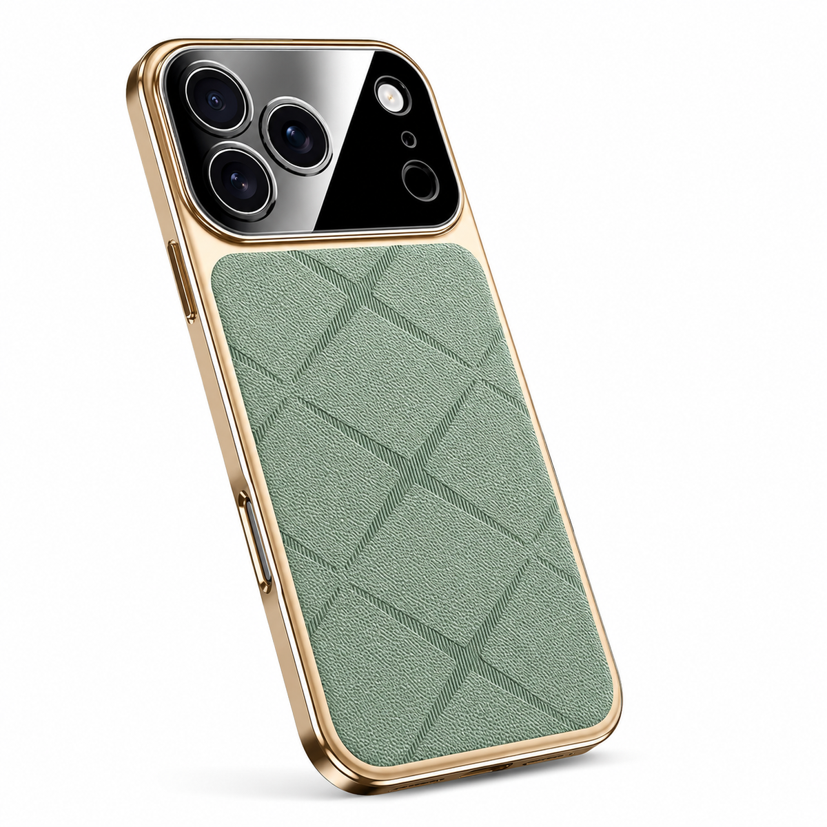 Premium iPhone Case Leather Plating Frame Camera Lens Protection Shockproof Tough Protective Bumper Anti Scratch Slim Reinforced Edge Modern Cover