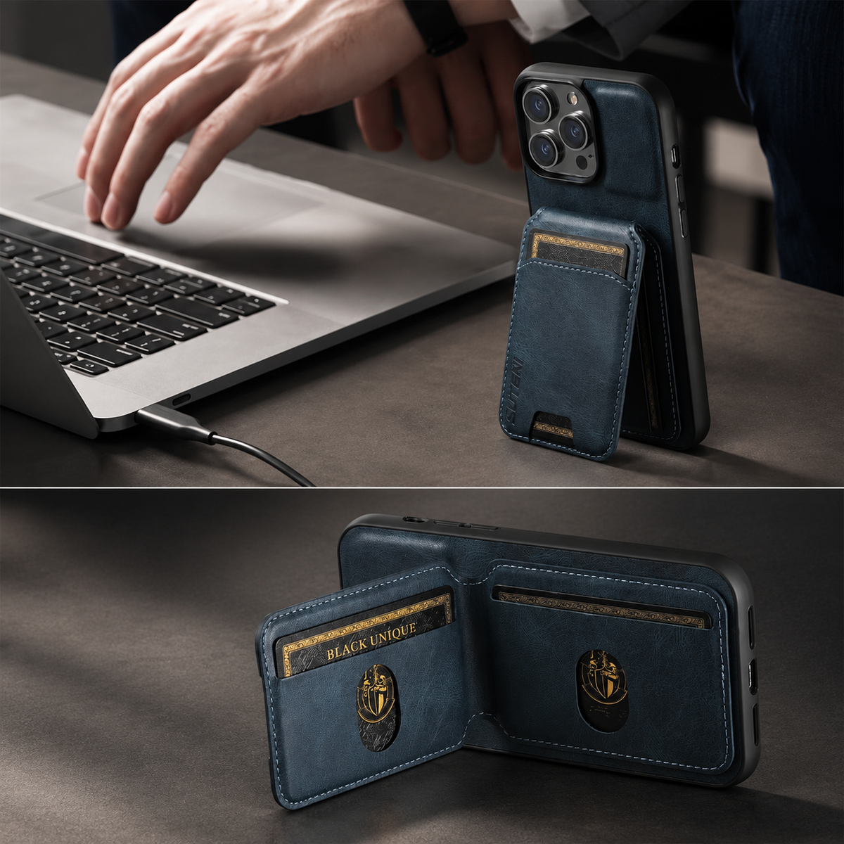 Premium iPhone Case Leather Wallet Card Holder Magnetic Closure Pocket Cover Full Coverage Anti Scratch Non Slip Slim Protective Design