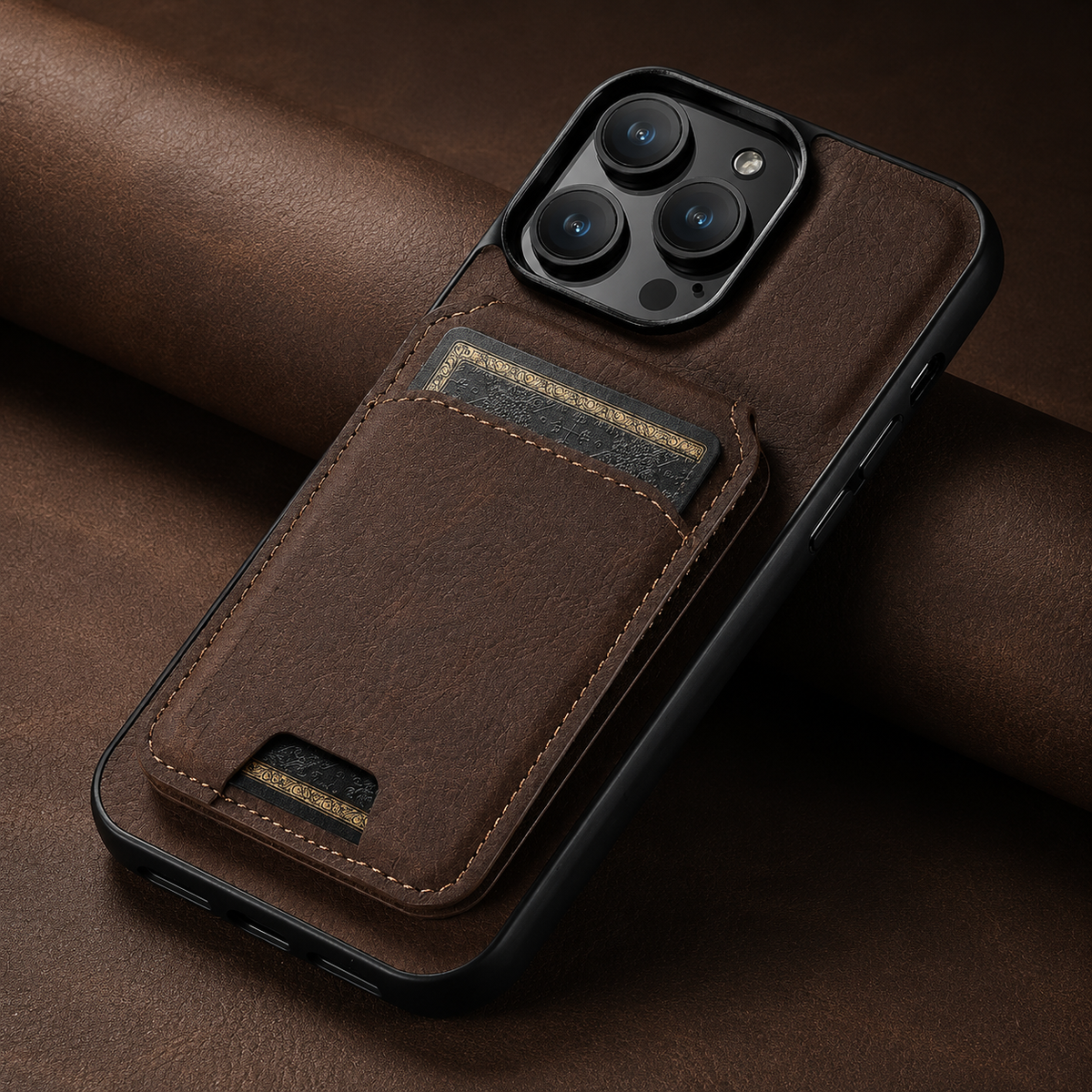 Premium iPhone Case Leather Wallet Card Holder Magnetic Closure Pocket Cover Full Coverage Anti Scratch Non Slip Slim Protective Design