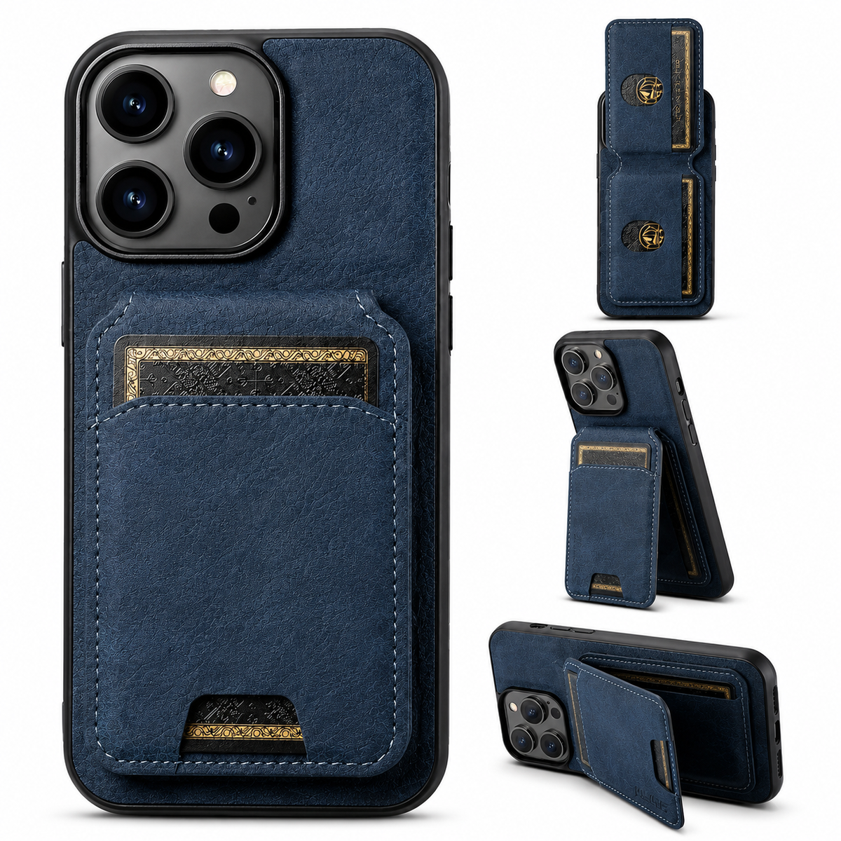Premium iPhone Case Leather Wallet Card Holder Magnetic Closure Pocket Cover Full Coverage Anti Scratch Non Slip Slim Protective Design