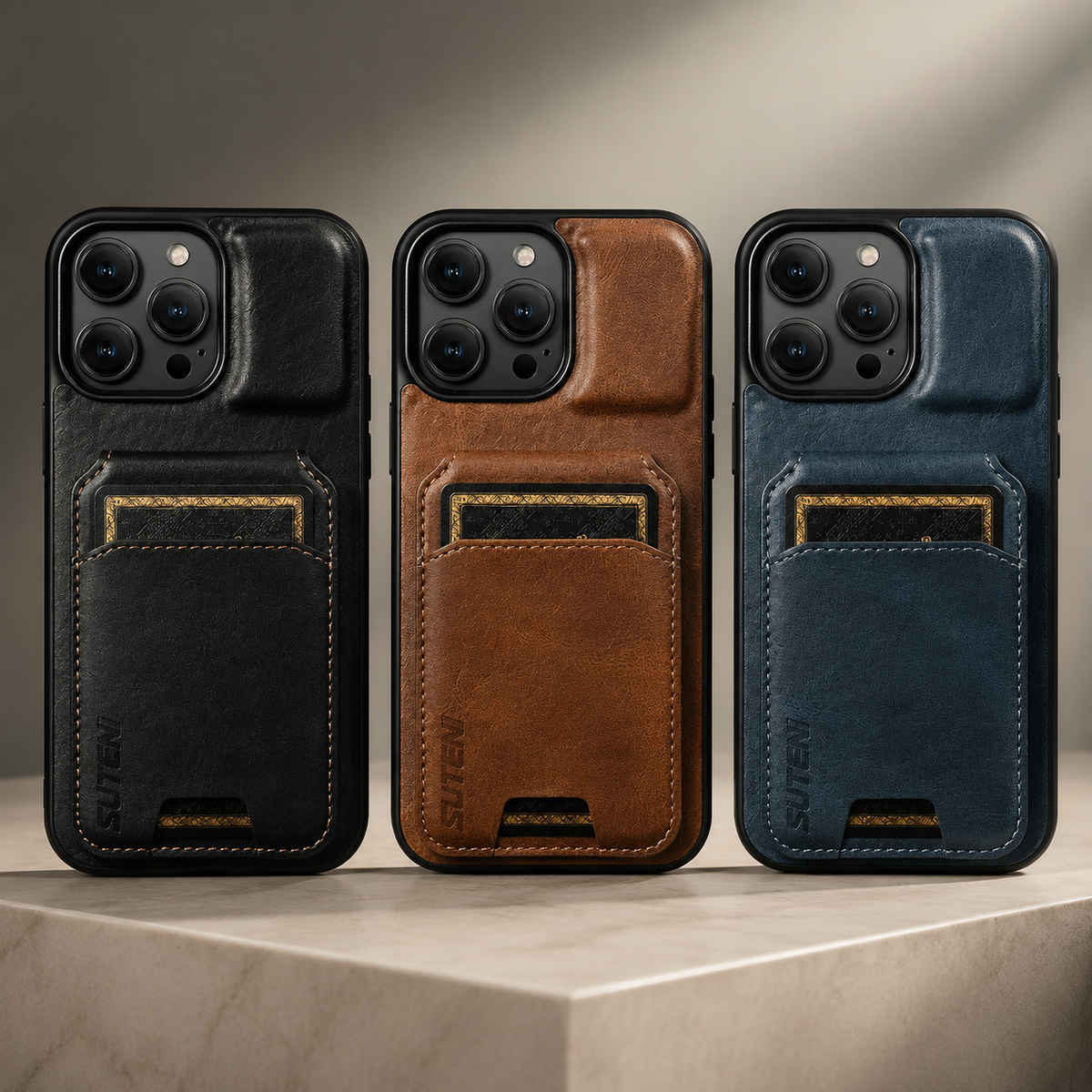 Premium iPhone Case Leather Wallet Card Holder Magnetic Closure Pocket Cover Full Coverage Anti Scratch Non Slip Slim Protective Design