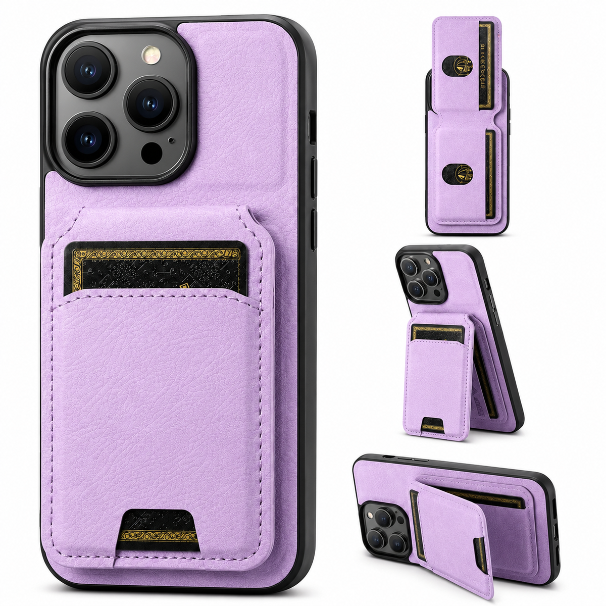 Premium iPhone Case Leather Wallet Card Holder Magnetic Closure Pocket Cover Full Coverage Anti Scratch Non Slip Slim Protective Design