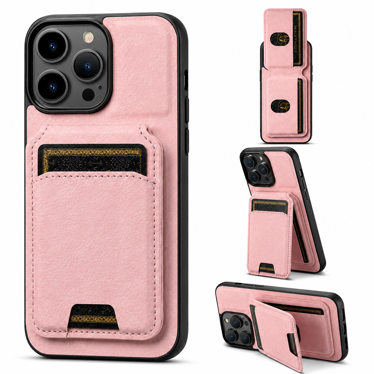 Premium iPhone Case Leather Wallet Card Holder Magnetic Closure Pocket Cover Full Coverage Anti Scratch Non Slip Slim Protective Design