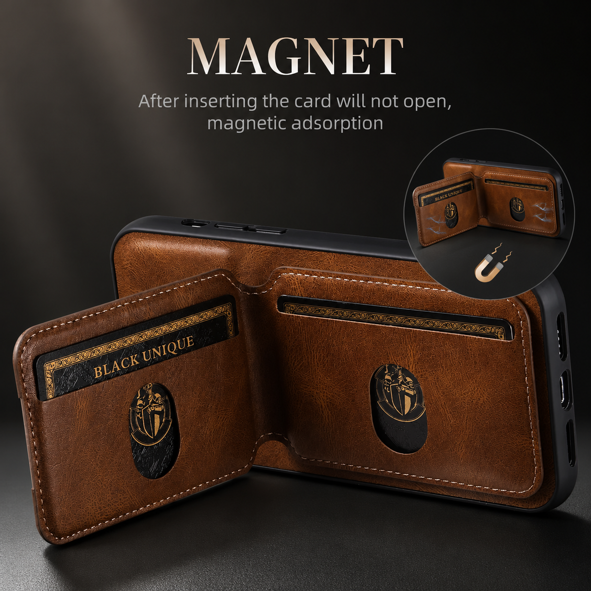 Premium iPhone Case Leather Wallet Card Holder Magnetic Closure Pocket Cover Full Coverage Anti Scratch Non Slip Slim Protective Design