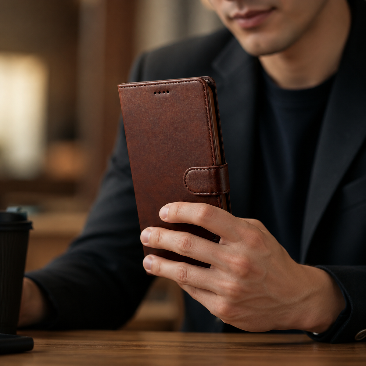 Premium iPhone Case Leather Wallet Flip Cover Card Holder Magnetic Closure Shockproof Full Body Camera Lens Protection Slim Elegant Design