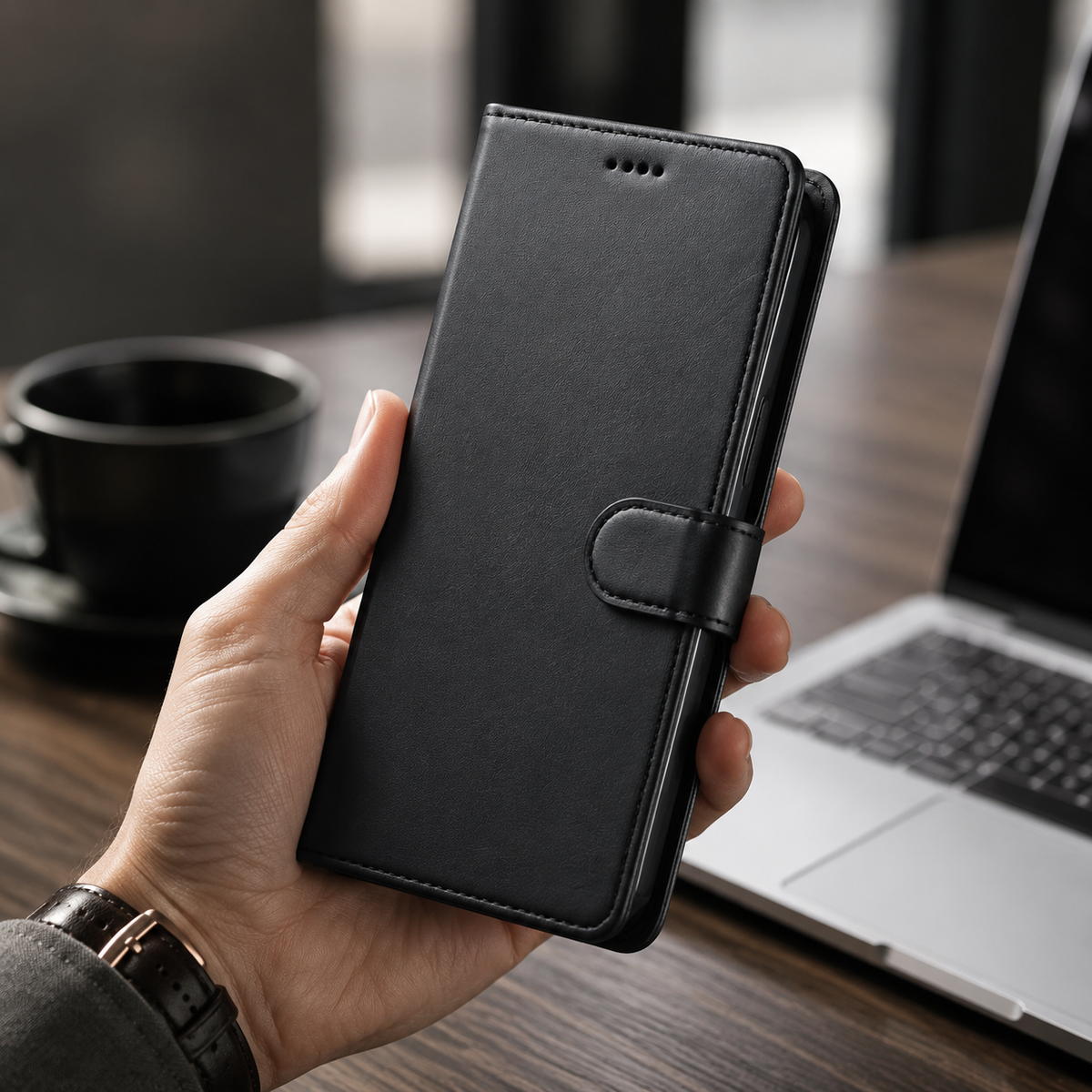 Premium iPhone Case Leather Wallet Flip Cover Card Holder Magnetic Closure Shockproof Full Body Camera Lens Protection Slim Elegant Design