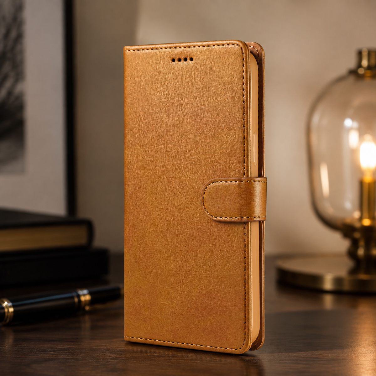 Premium iPhone Case Leather Wallet Flip Cover Card Holder Magnetic Closure Shockproof Full Body Camera Lens Protection Slim Elegant Design