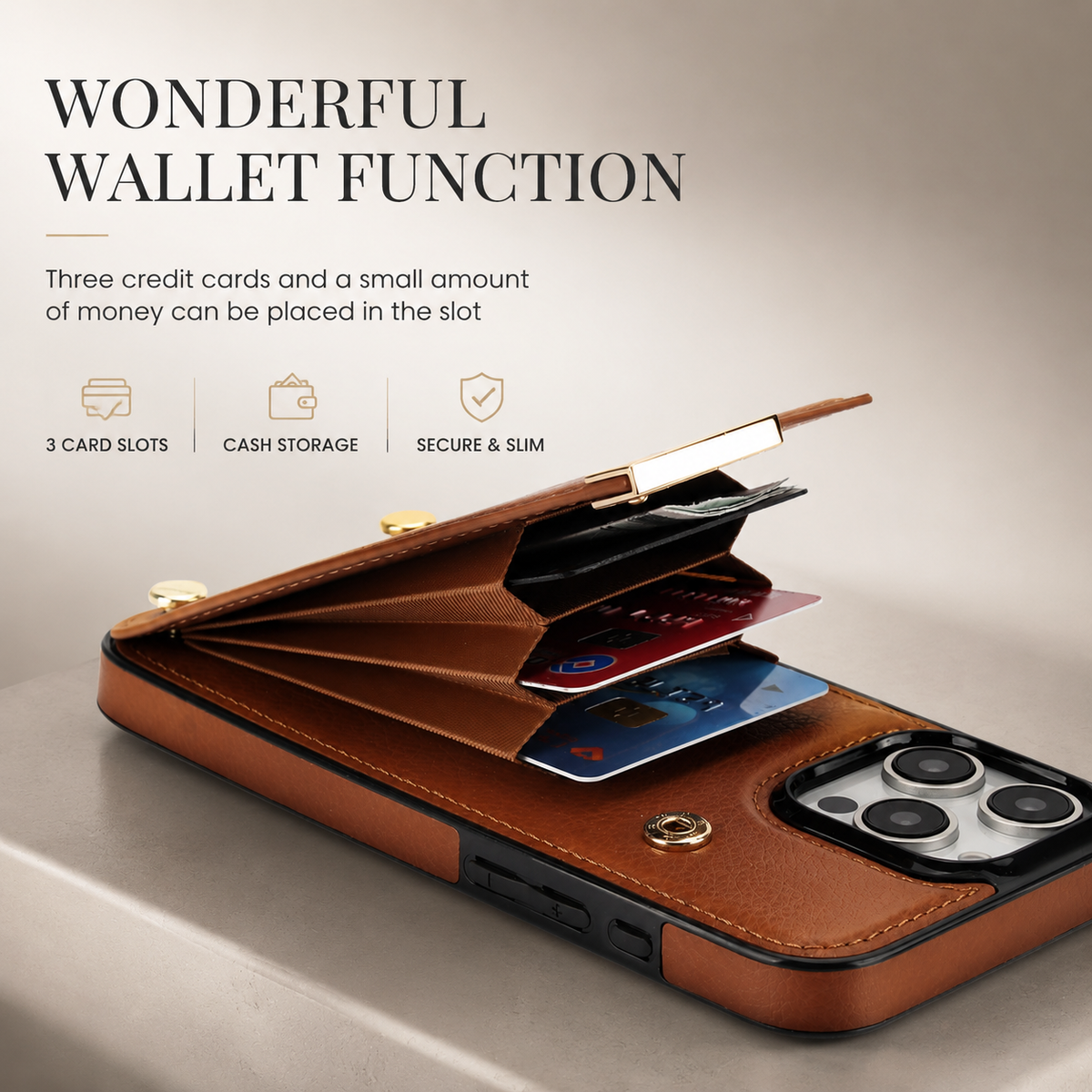 Premium iPhone Case Leather Wallet Flip Cover Card Holder Secure Pocket Magnetic Closure Shockproof Full Protection Slim Design Camera Guard Stand Set