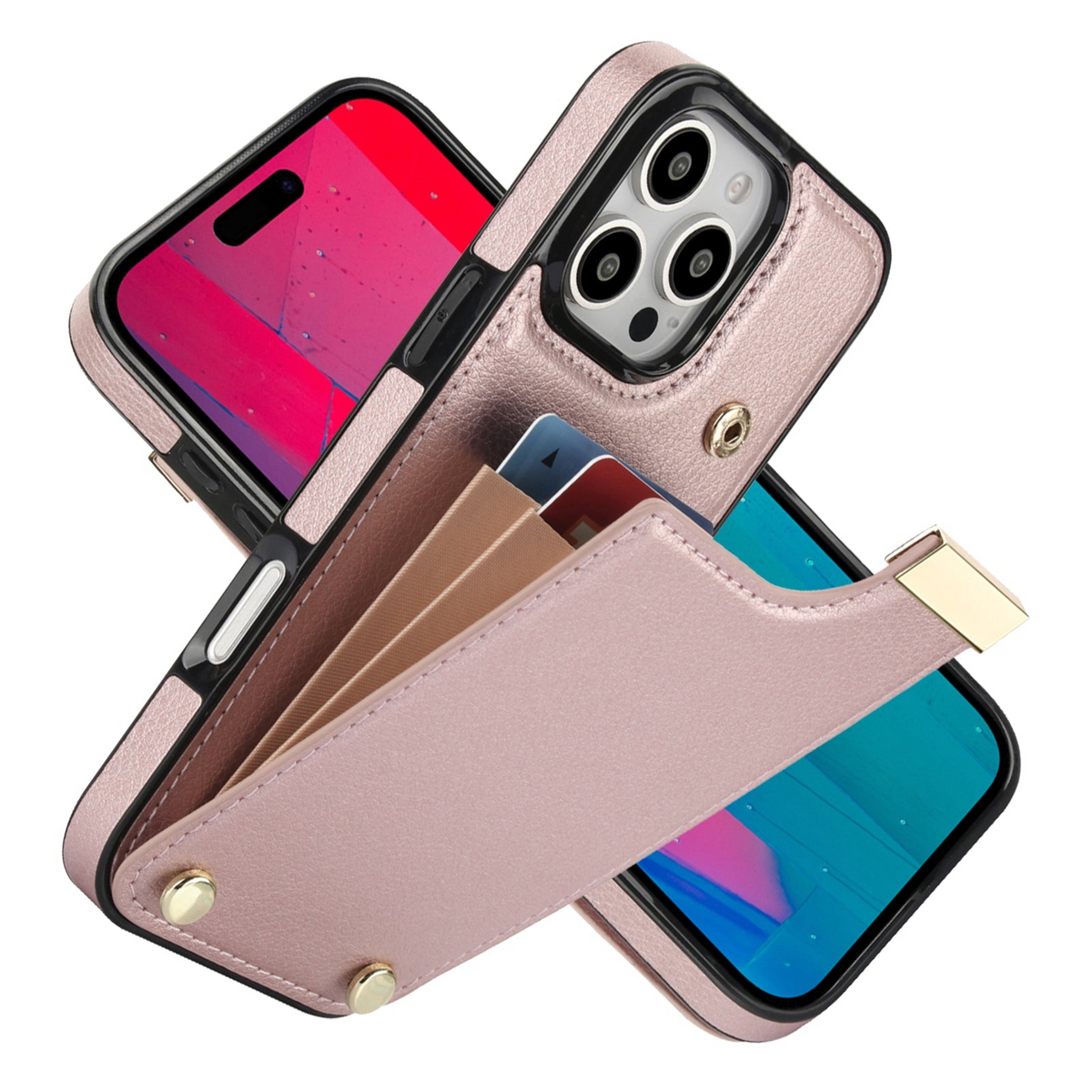 Premium iPhone Case Leather Wallet Flip Cover Card Holder Secure Pocket Magnetic Closure Shockproof Full Protection Slim Design Camera Guard Stand Set