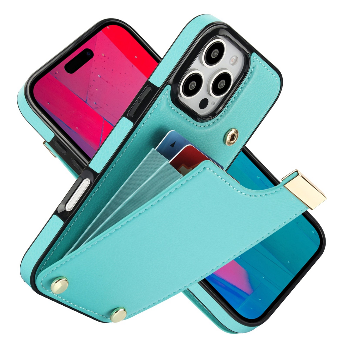 Premium iPhone Case Leather Wallet Flip Cover Card Holder Secure Pocket Magnetic Closure Shockproof Full Protection Slim Design Camera Guard Stand Set