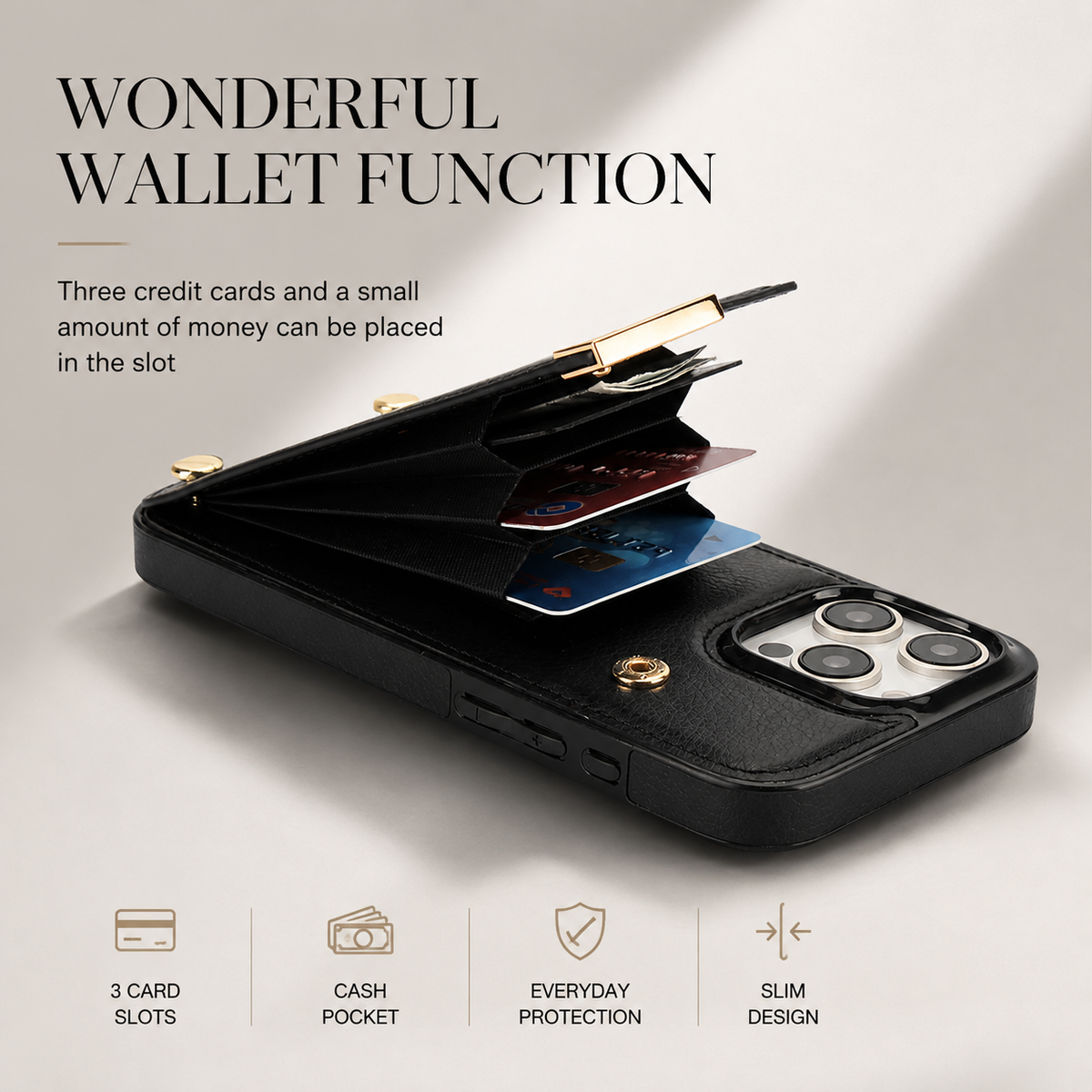 Premium iPhone Case Leather Wallet Flip Cover Card Holder Secure Pocket Magnetic Closure Shockproof Full Protection Slim Design Camera Guard Stand Set