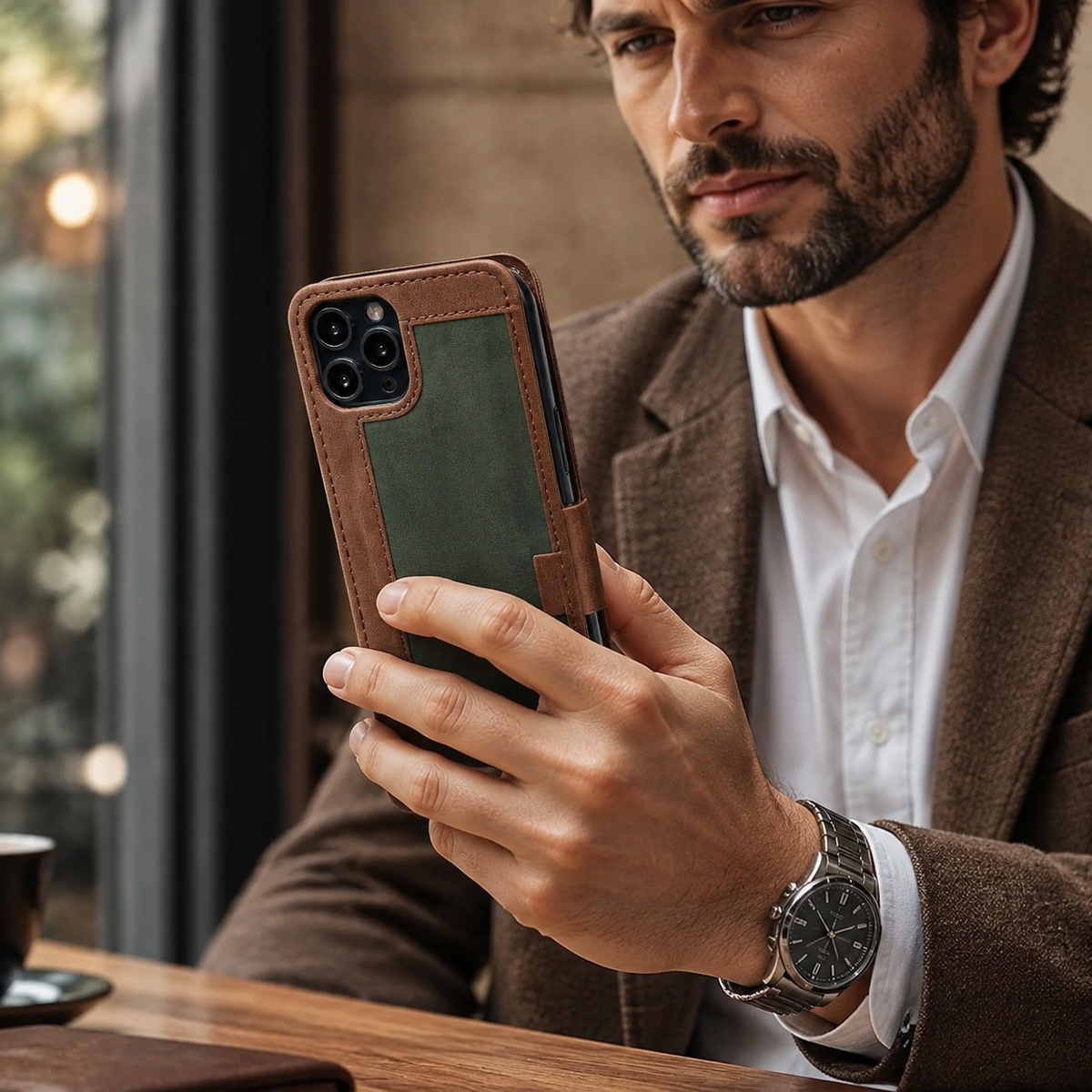 Premium iPhone Case Leather Wallet Flip Cover Card Slots Magnetic Closure Shockproof Full Body Protection Stand Function Slim Elegant Design Daily Use