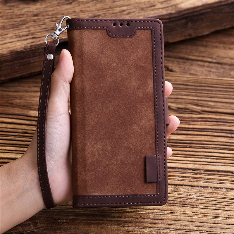 Premium iPhone Case Leather Wallet Flip Cover Card Slots Magnetic Closure Shockproof Full Body Protection Stand Function Slim Elegant Design Daily Use