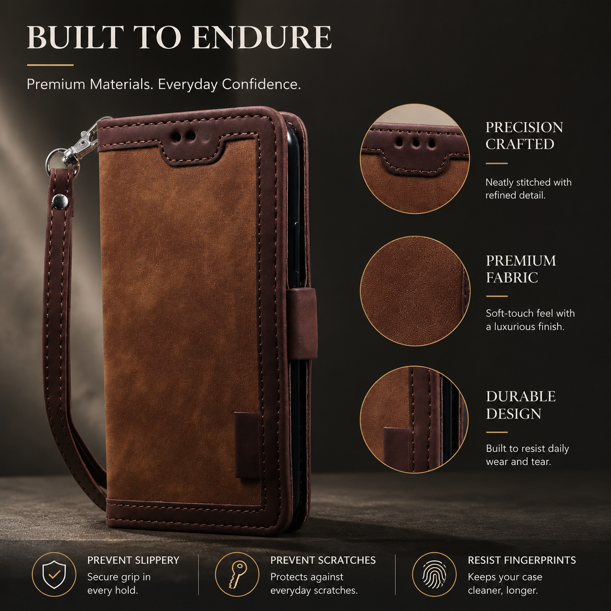 Premium iPhone Case Leather Wallet Flip Cover Card Slots Magnetic Closure Shockproof Full Body Protection Stand Function Slim Elegant Design Daily Use