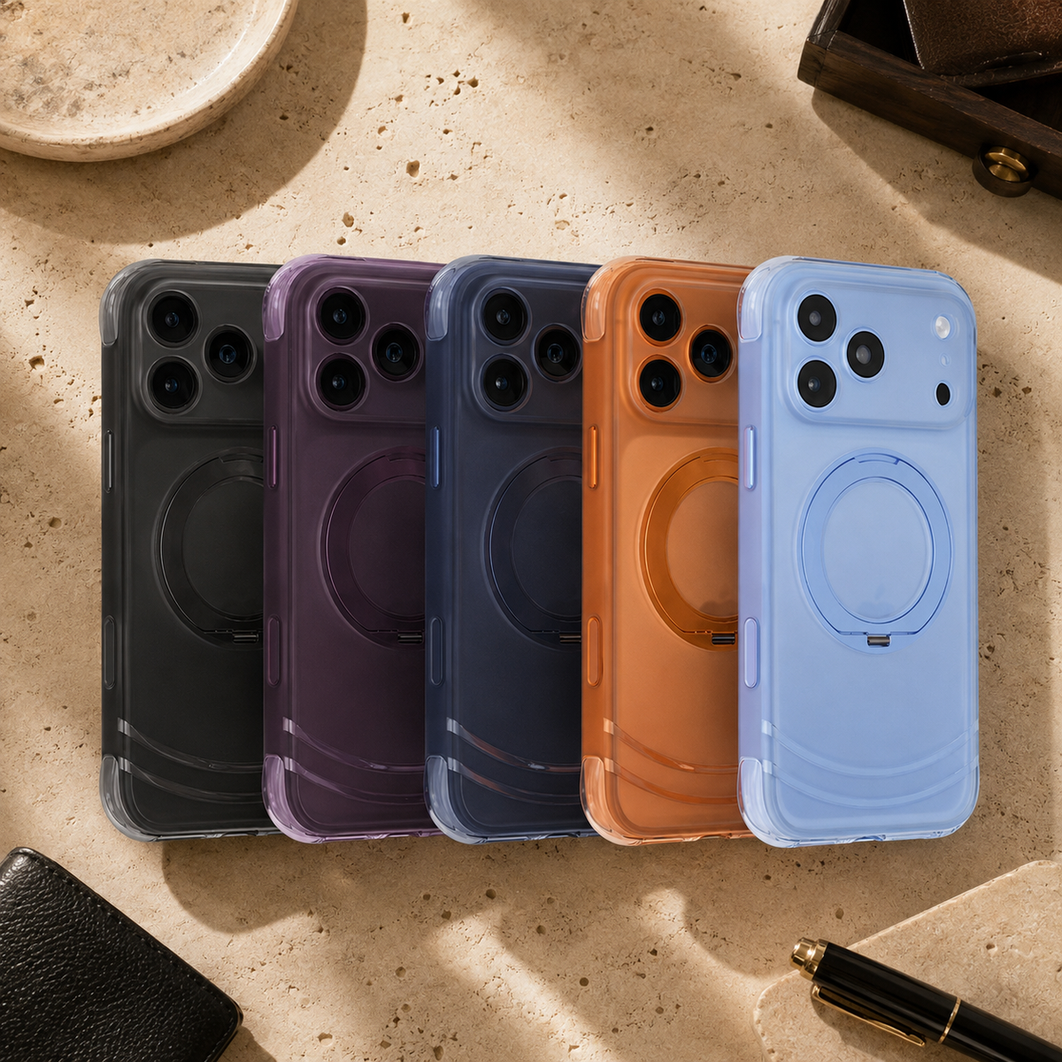 Premium iPhone Case Luxury 360 Rotating Magnetic Kickstand Skin Feel MagSafe AI Key Cover Shockproof Slim Fit Anti Drop Non Slip Durable Protective Phone Case