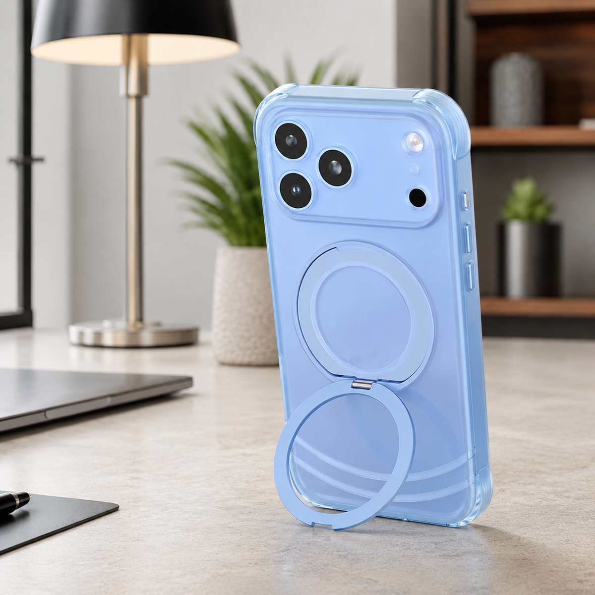 Premium iPhone Case Luxury 360 Rotating Magnetic Kickstand Skin Feel MagSafe AI Key Cover Shockproof Slim Fit Anti Drop Non Slip Durable Protective Phone Case