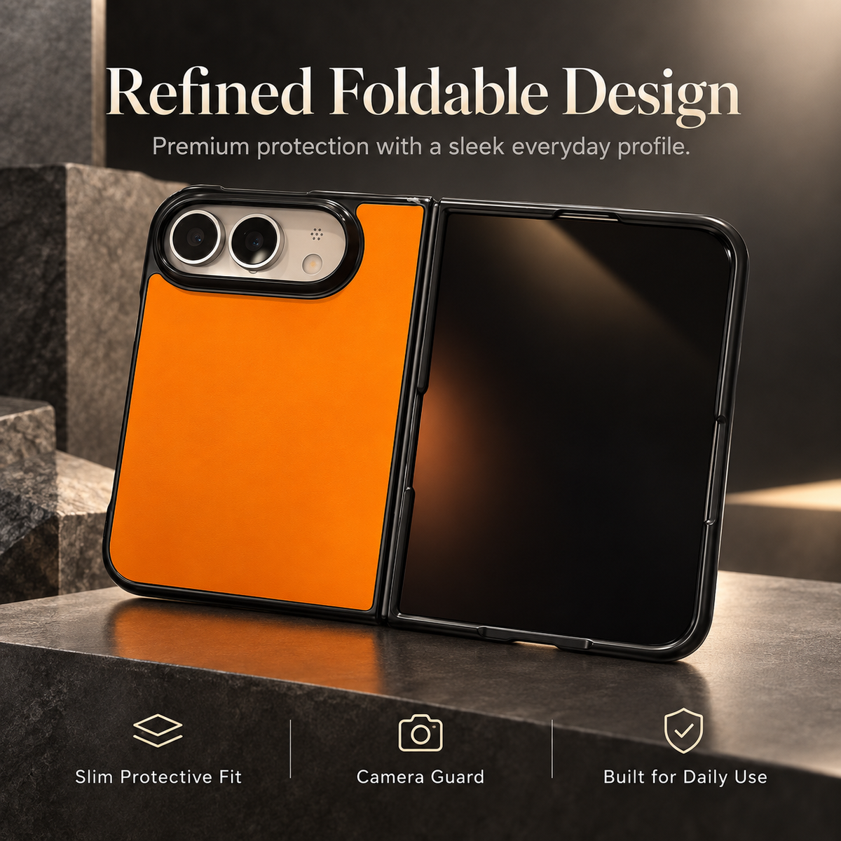 Premium iPhone Case Luxury Business Vegan Leather Sheepskin Foldable Cover Matte Shockproof Full Protection Slim Non Slip Durable Protective Phone Case