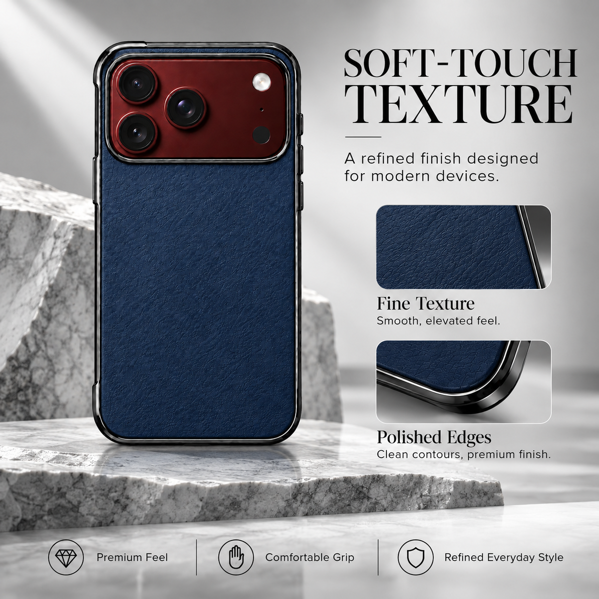 Premium iPhone Case Luxury Business Vegan Leather Sheepskin Foldable Cover Matte Shockproof Full Protection Slim Non Slip Durable Protective Phone Case