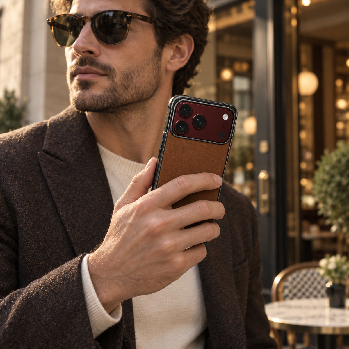 Premium iPhone Case Luxury Business Vegan Leather Sheepskin Foldable Cover Matte Shockproof Full Protection Slim Non Slip Durable Protective Phone Case