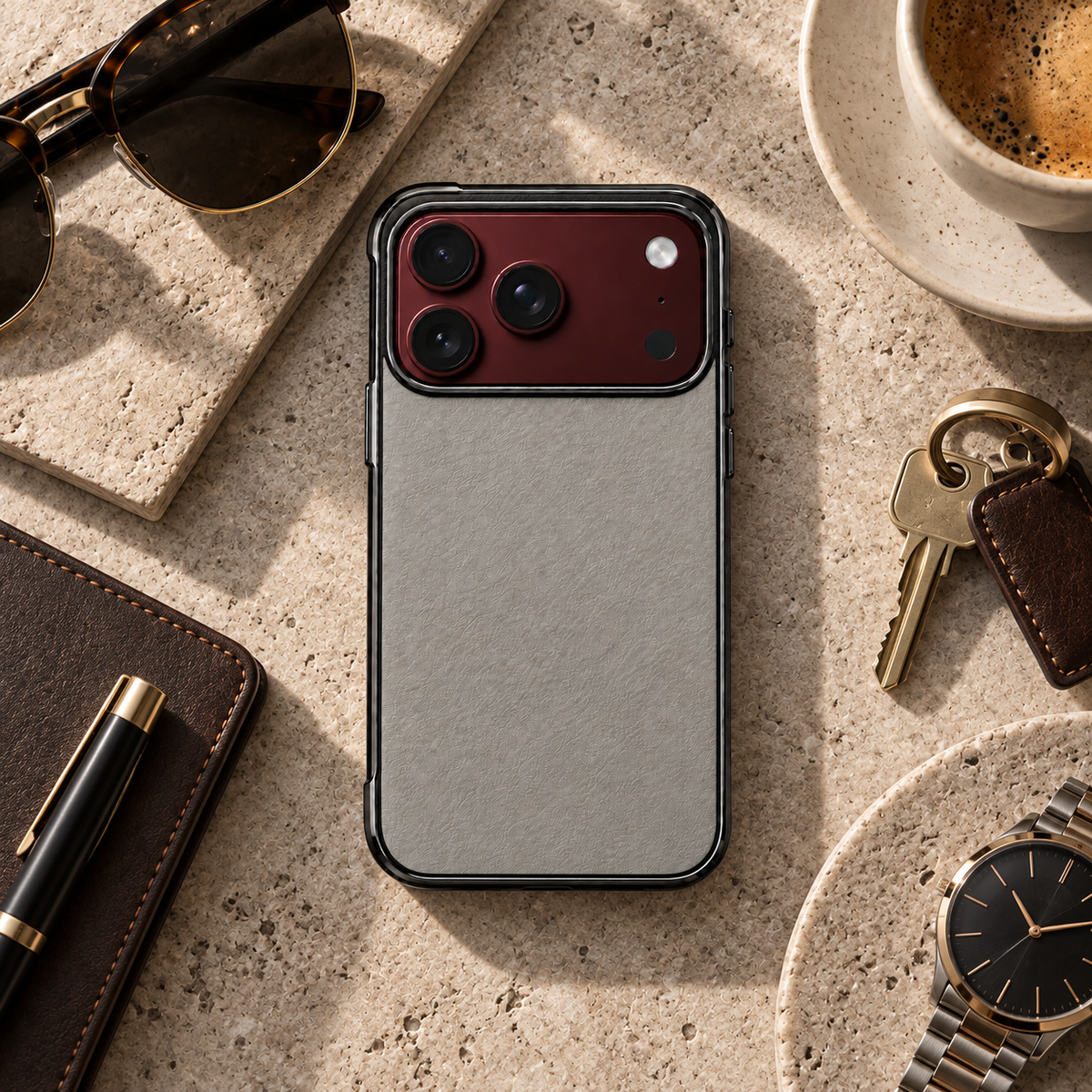 Premium iPhone Case Luxury Business Vegan Leather Sheepskin Foldable Cover Matte Shockproof Full Protection Slim Non Slip Durable Protective Phone Case