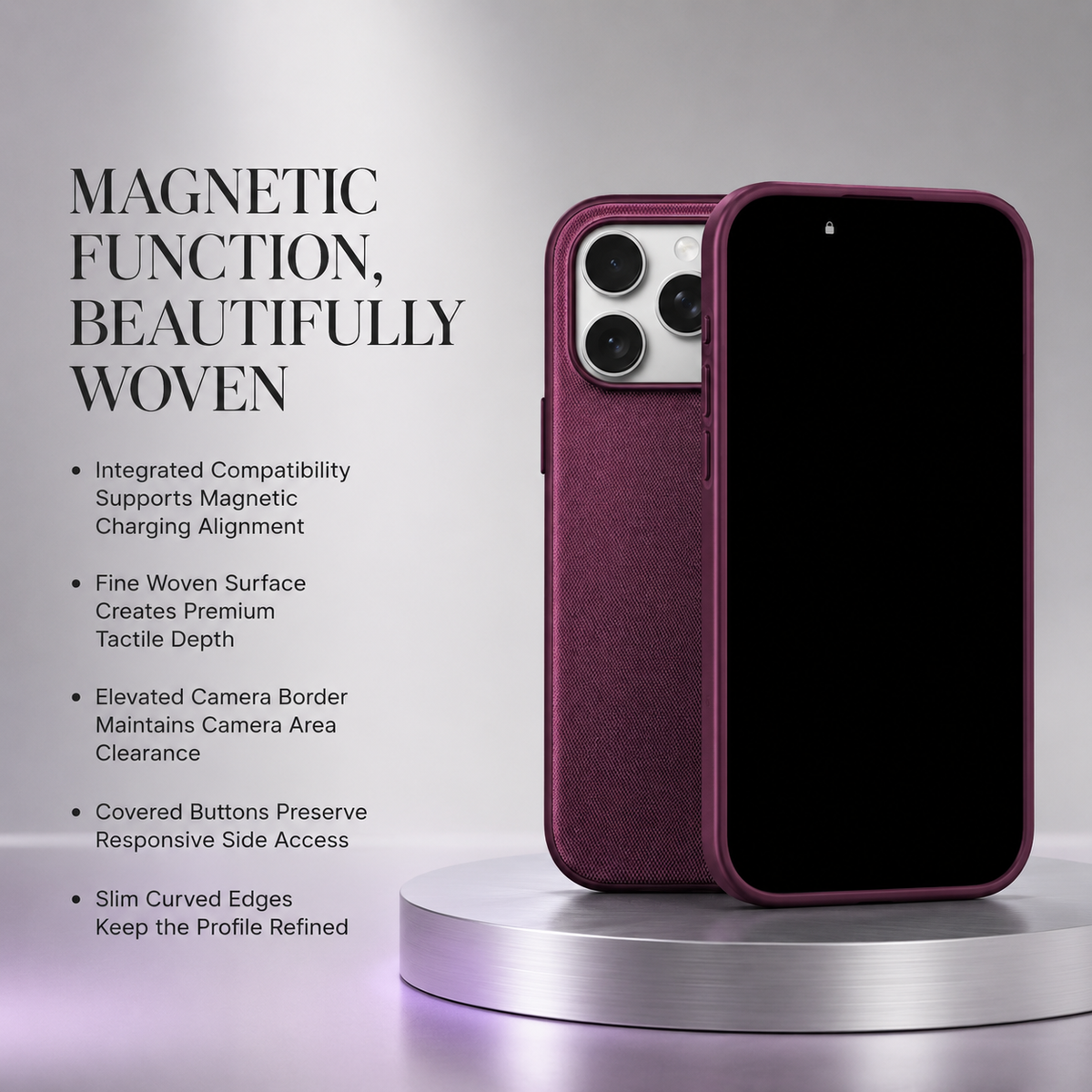 Premium iPhone Case Luxury Business Woven Magnetic Technical Fabric Card Pocket Anti Drop Shockproof Non Slip Slim Durable Protective Phone Cover Case