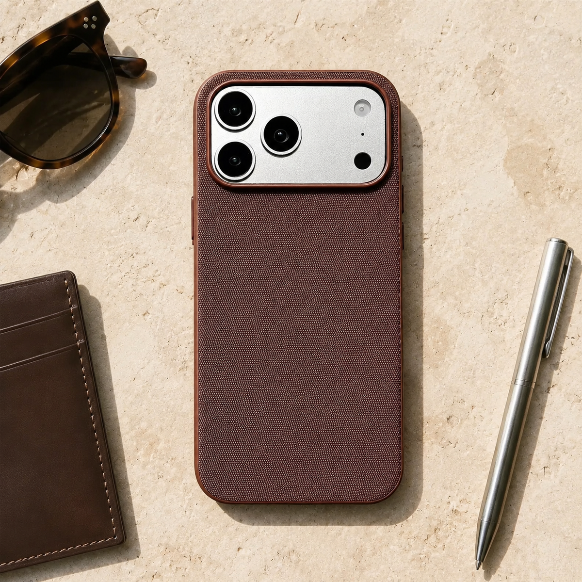 Premium iPhone Case Luxury Business Woven Magnetic Technical Fabric Card Pocket Anti Drop Shockproof Non Slip Slim Durable Protective Phone Cover Case