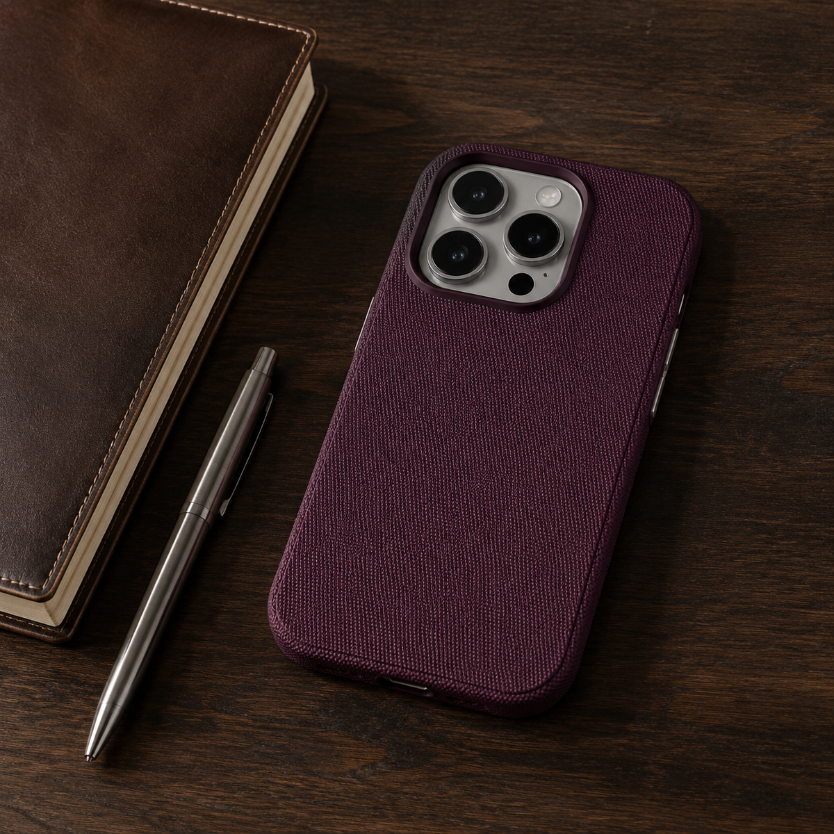 Premium iPhone Case Luxury Business Woven Magnetic Technical Fabric Card Pocket Anti Drop Shockproof Non Slip Slim Durable Protective Phone Cover Case