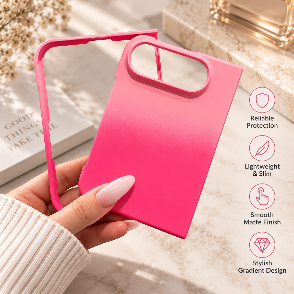 Premium iPhone Case Luxury Classic Gradient Dopamine Color Shockproof Folding Hard Back Slim Protective Anti Scratch Durable Stylish Phone Cover Case