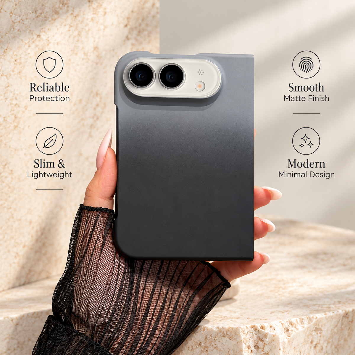 Premium iPhone Case Luxury Classic Gradient Dopamine Color Shockproof Folding Hard Back Slim Protective Anti Scratch Durable Stylish Phone Cover Case