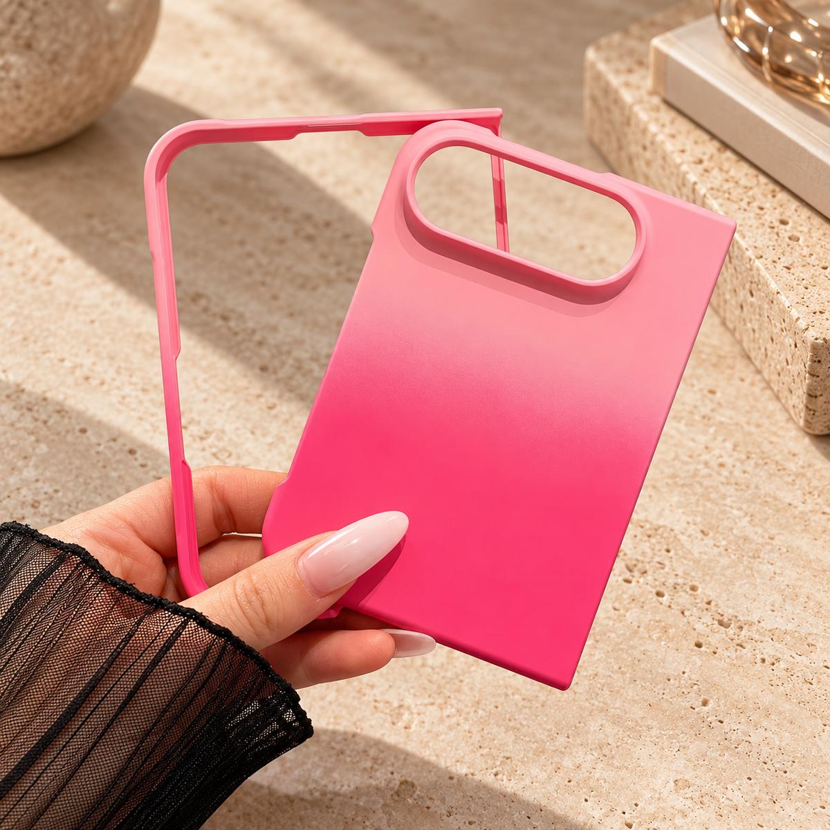 Premium iPhone Case Luxury Classic Gradient Dopamine Color Shockproof Folding Hard Back Slim Protective Anti Scratch Durable Stylish Phone Cover Case