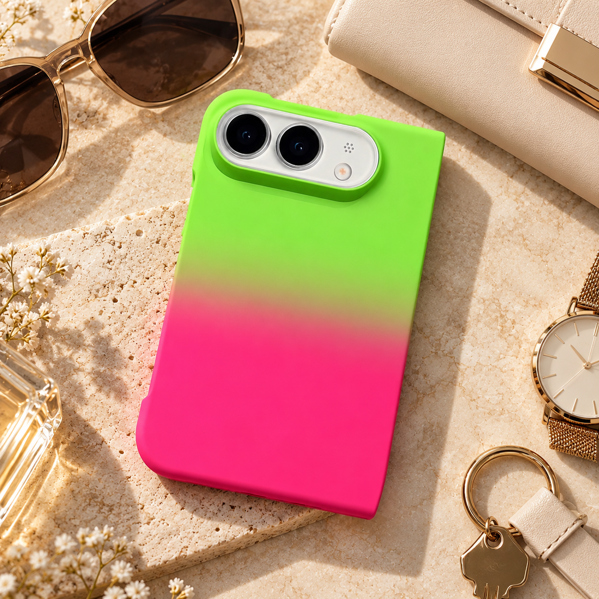 Premium iPhone Case Luxury Classic Gradient Dopamine Color Shockproof Folding Hard Back Slim Protective Anti Scratch Durable Stylish Phone Cover Case
