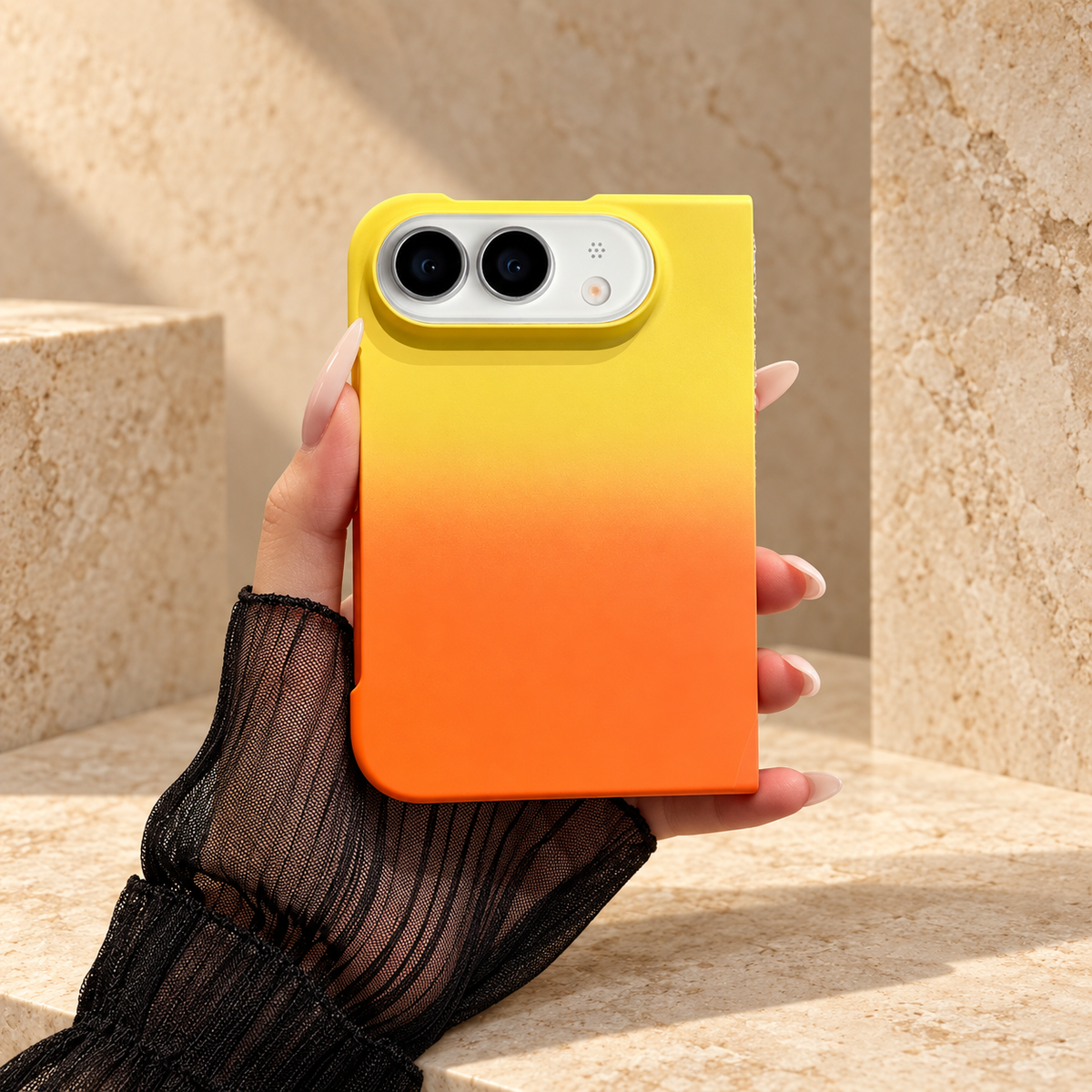 Premium iPhone Case Luxury Classic Gradient Dopamine Color Shockproof Folding Hard Back Slim Protective Anti Scratch Durable Stylish Phone Cover Case
