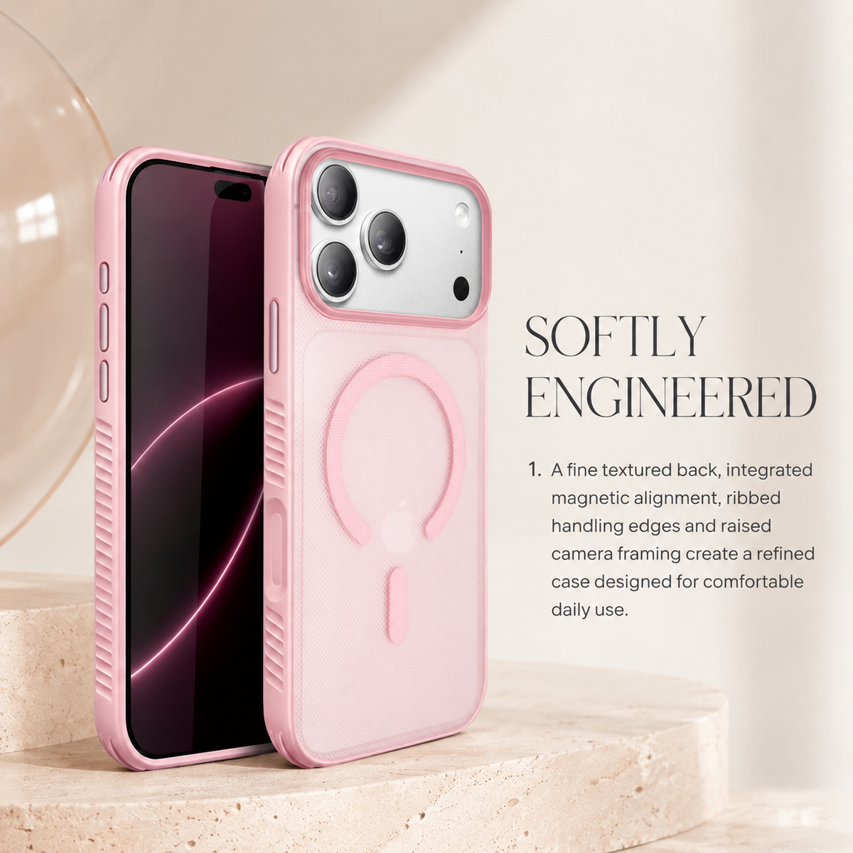 Premium iPhone Case Luxury Clear Matte Dotted Textured Bumper MagSafe Magnetic Shockproof Anti Drop Slim Non Slip Durable Protective Phone Cover Shell Case
