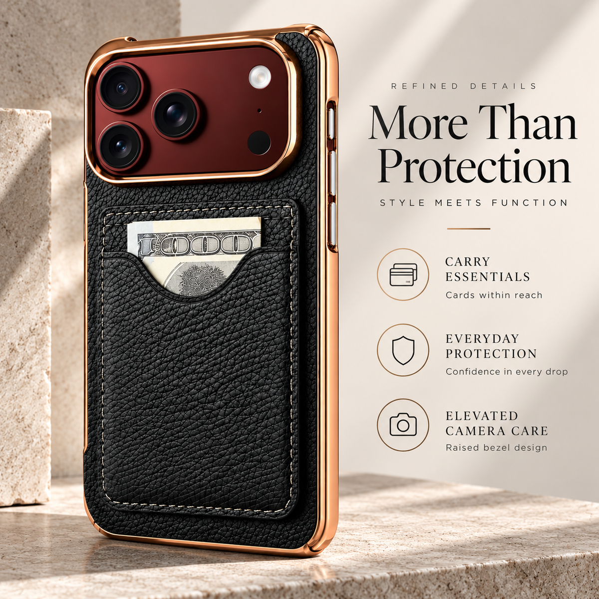 Premium iPhone Case Luxury Electroplating Matte Card Slot Holder Screen Protector Foldable Cover Shockproof Slim Durable Full Protective Phone Cover Case