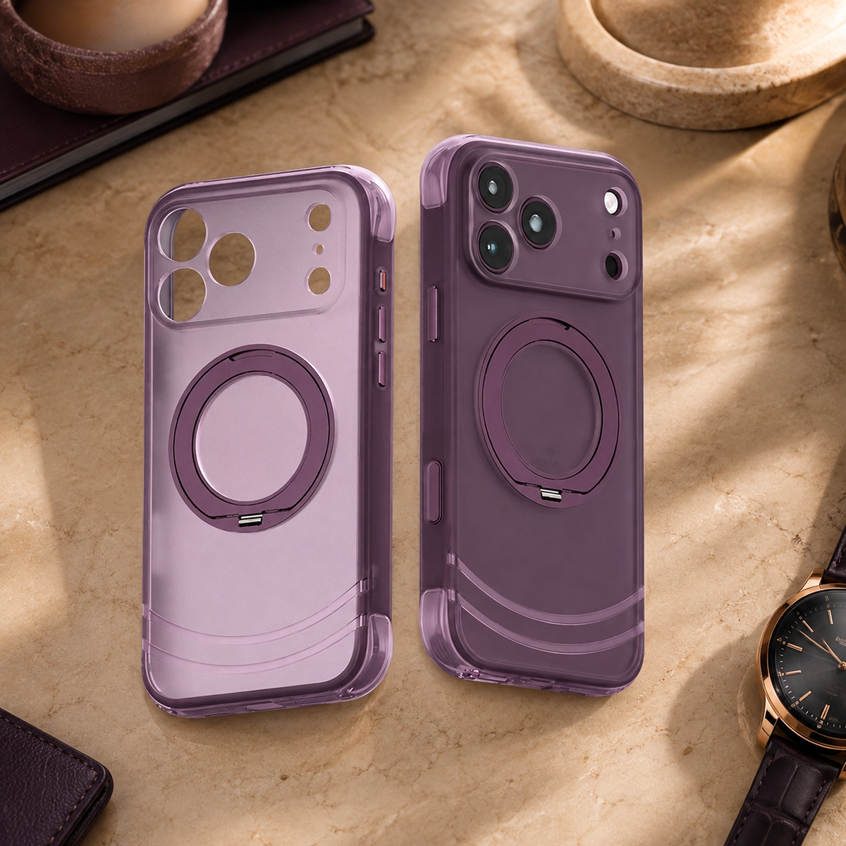 Premium iPhone Case Luxury MagSafe 360 Rotating Kickstand Skin Feel AI Key Cover Shockproof Anti Drop Slim Fit Non Slip Durable Protective Phone Cover Case