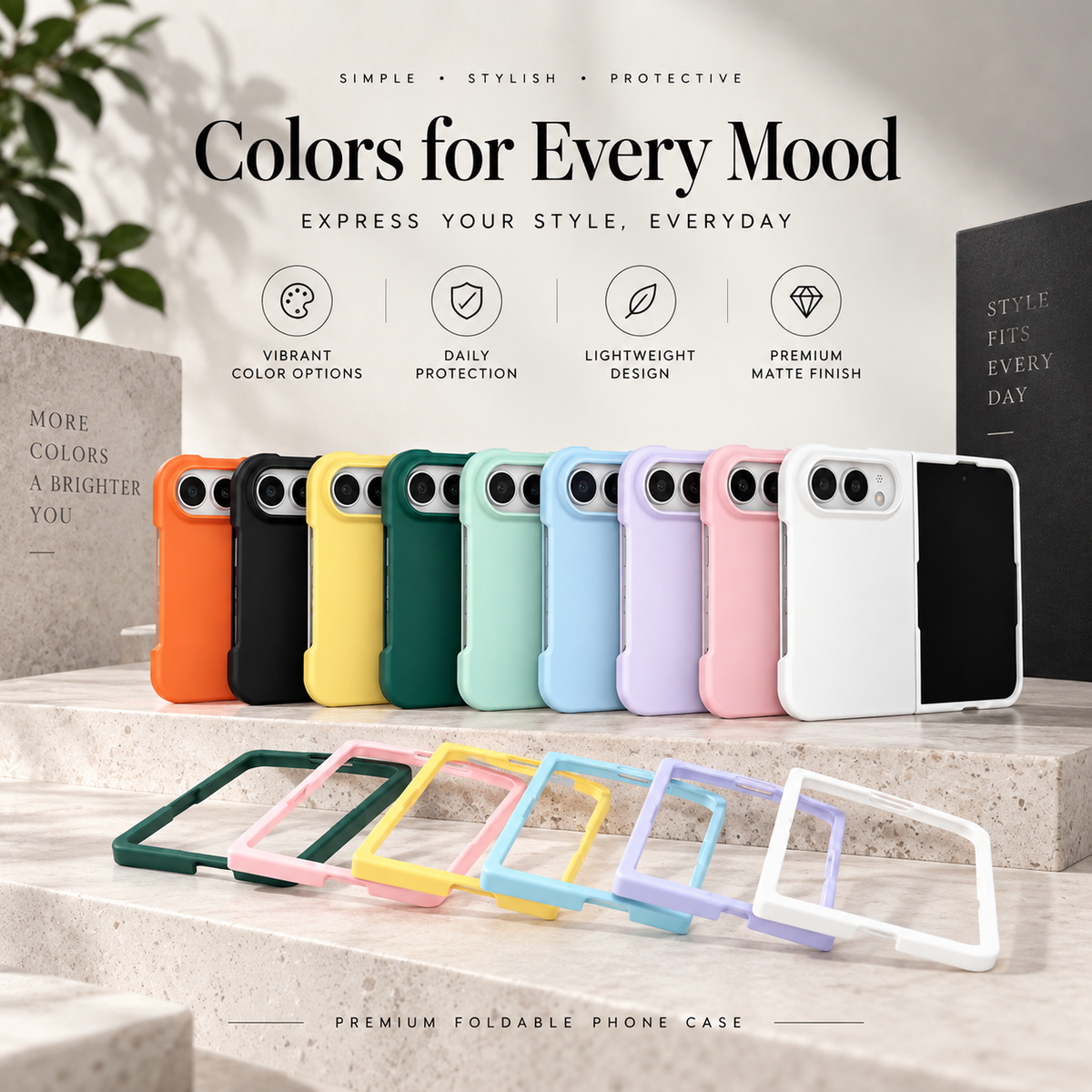 Premium iPhone Case Luxury Matte Candy Color Ultra Thin Shockproof Hard PC Foldable Cover Slim Anti Scratch Durable Non Slip Protective Phone Cover Case