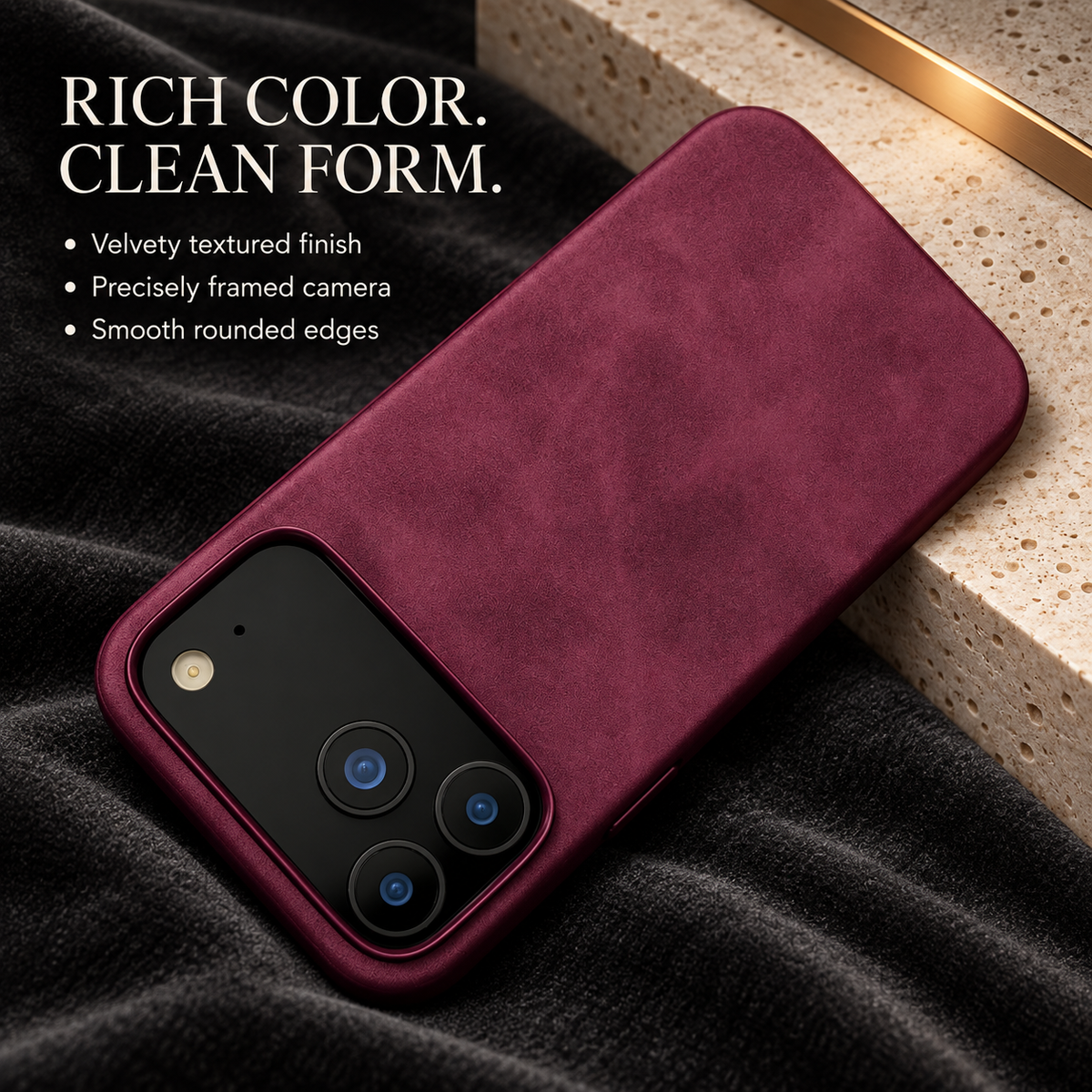 Premium iPhone Case Luxury Retro Leather Matte Smooth Skin Feel Soft Touch Shockproof Slim Non Slip Anti Scratch Durable Protective Phone Back Cover Case