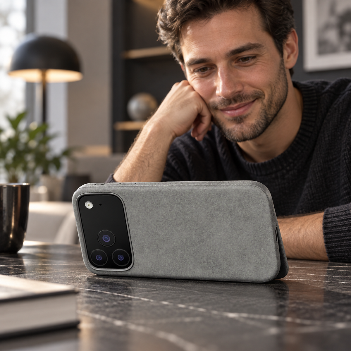 Premium iPhone Case Luxury Retro Leather Matte Smooth Skin Feel Soft Touch Shockproof Slim Non Slip Anti Scratch Durable Protective Phone Back Cover Case