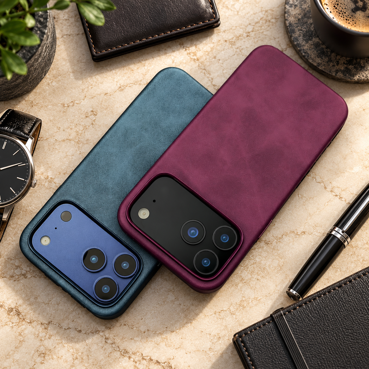 Premium iPhone Case Luxury Retro Leather Matte Smooth Skin Feel Soft Touch Shockproof Slim Non Slip Anti Scratch Durable Protective Phone Back Cover Case