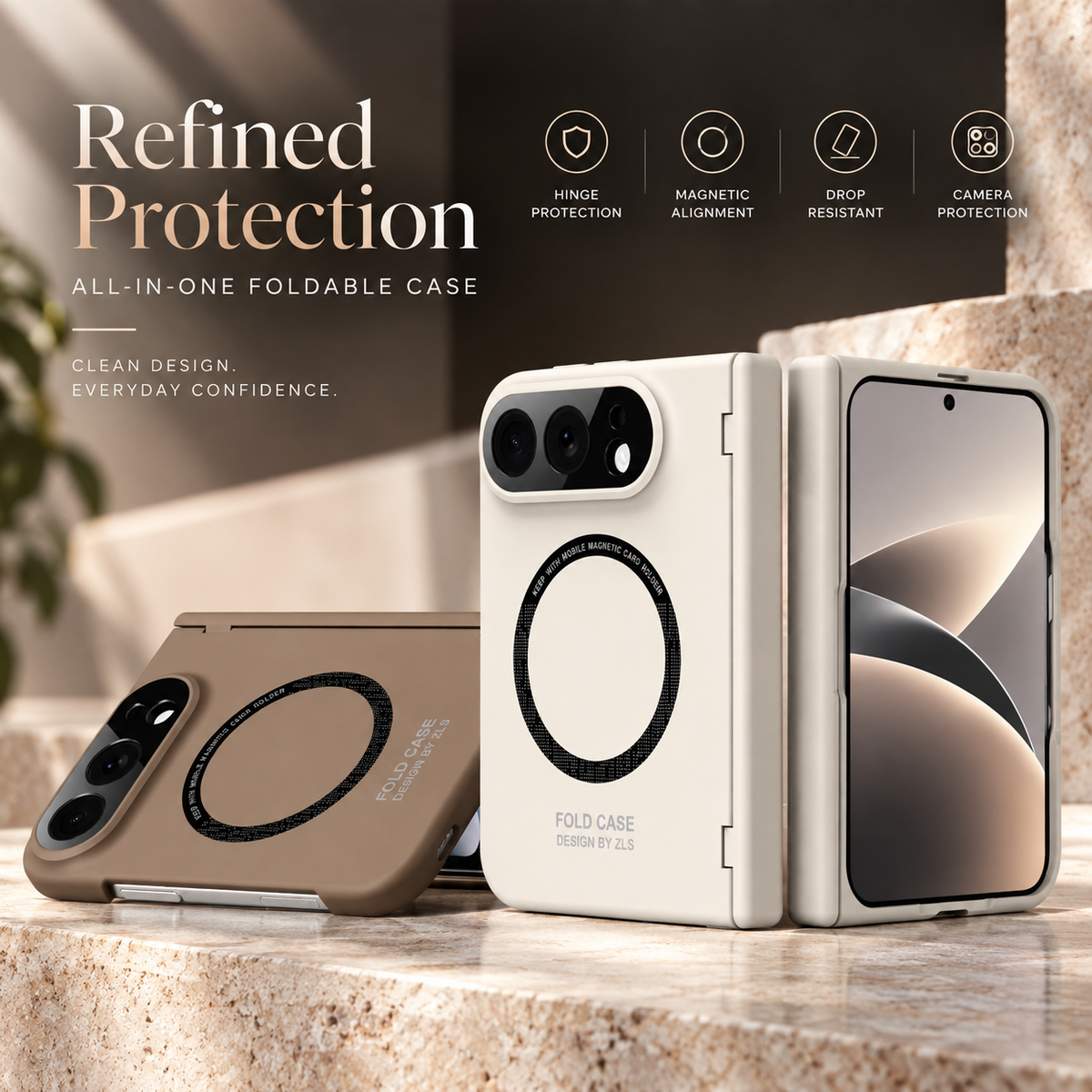 Premium iPhone Case Luxury Skin Magnetic MagSafe Hinge Protection Tempered Film Full Coverage Shockproof Slim Durable Non Slip Protective Phone Cover Case