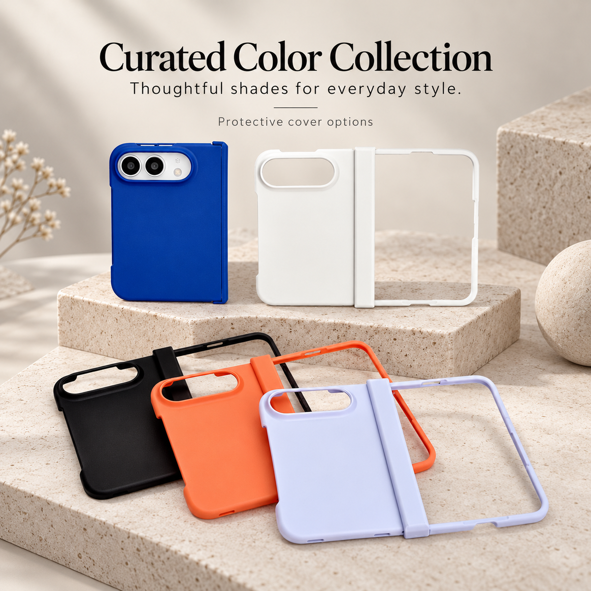 Premium iPhone Case Luxury Slim Matte Skin Feel Pure Color Hinge Protection Foldable Cover Hard PC Shockproof Non Slip Durable Protective Phone Cover Case