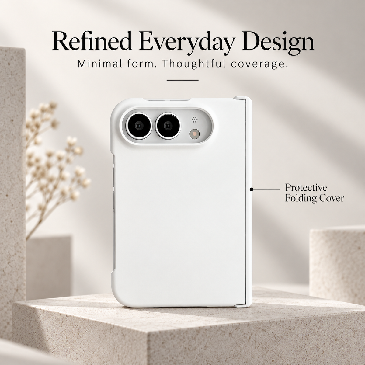 Premium iPhone Case Luxury Slim Matte Skin Feel Pure Color Hinge Protection Foldable Cover Hard PC Shockproof Non Slip Durable Protective Phone Cover Case