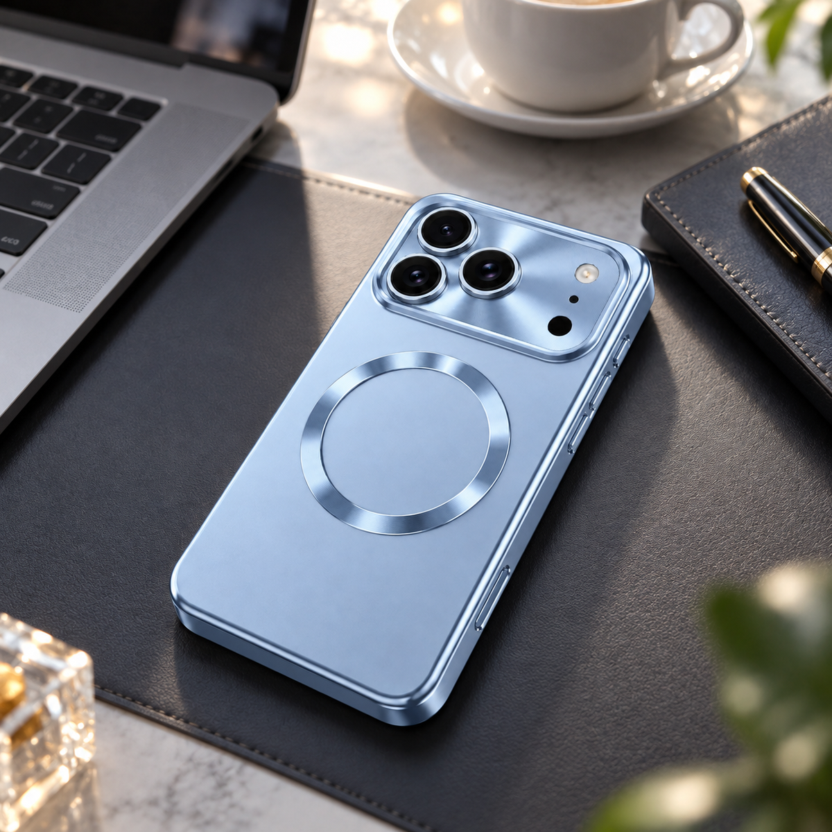 Premium iPhone Case Luxury Touch Pen MagSafe Plating Hinge Protection Front Tempered Glass Shockproof Slim Durable Full Protective Magnetic Phone Cover Case