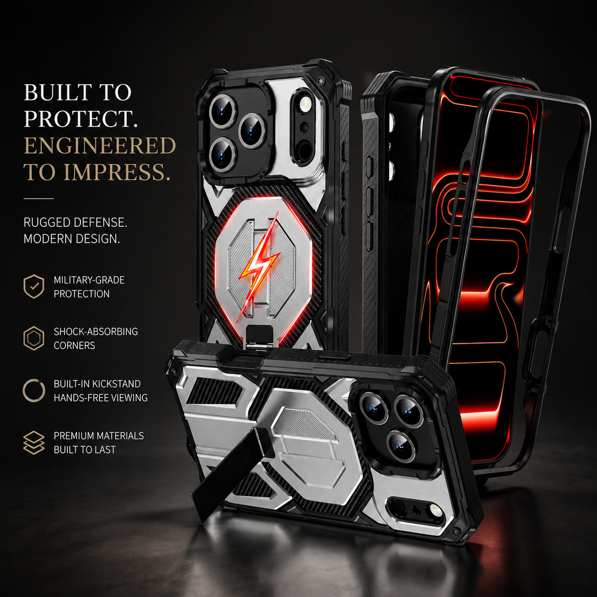 Premium iPhone Case Lychee Texture Leather MagSafe Cover Shockproof Alloy Camera Lens Guard Anti Scratch Anti Fingerprint Slim Lightweight Case Design